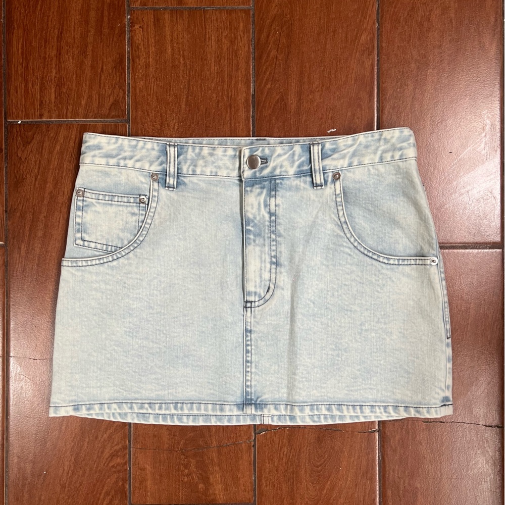 Tibi Bleach Denim Mini Skirt